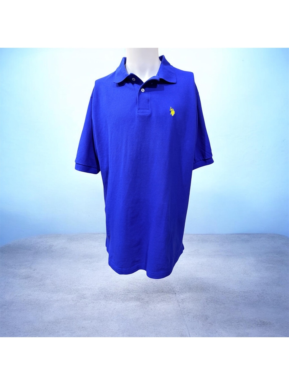 U.S. Polo Assn. Classic Blue Polo Shirt with Yellow Logo, Size L